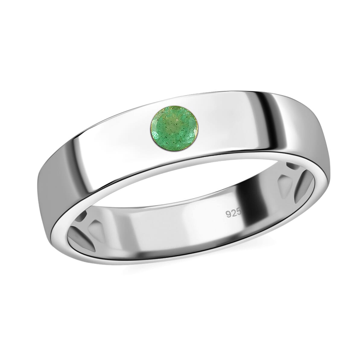 Kagem Zambian Emerald Solitaire Ring in Platinum Overlay Sterling Silver 3634487 2
