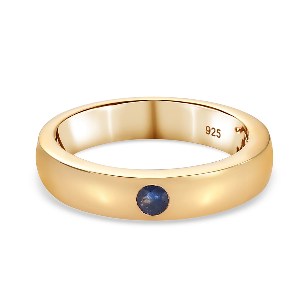 Masoala Sapphire (FF) Solitaire Wedding Band Ring in 14K Gold Overlay Sterling Silver 3634729 0