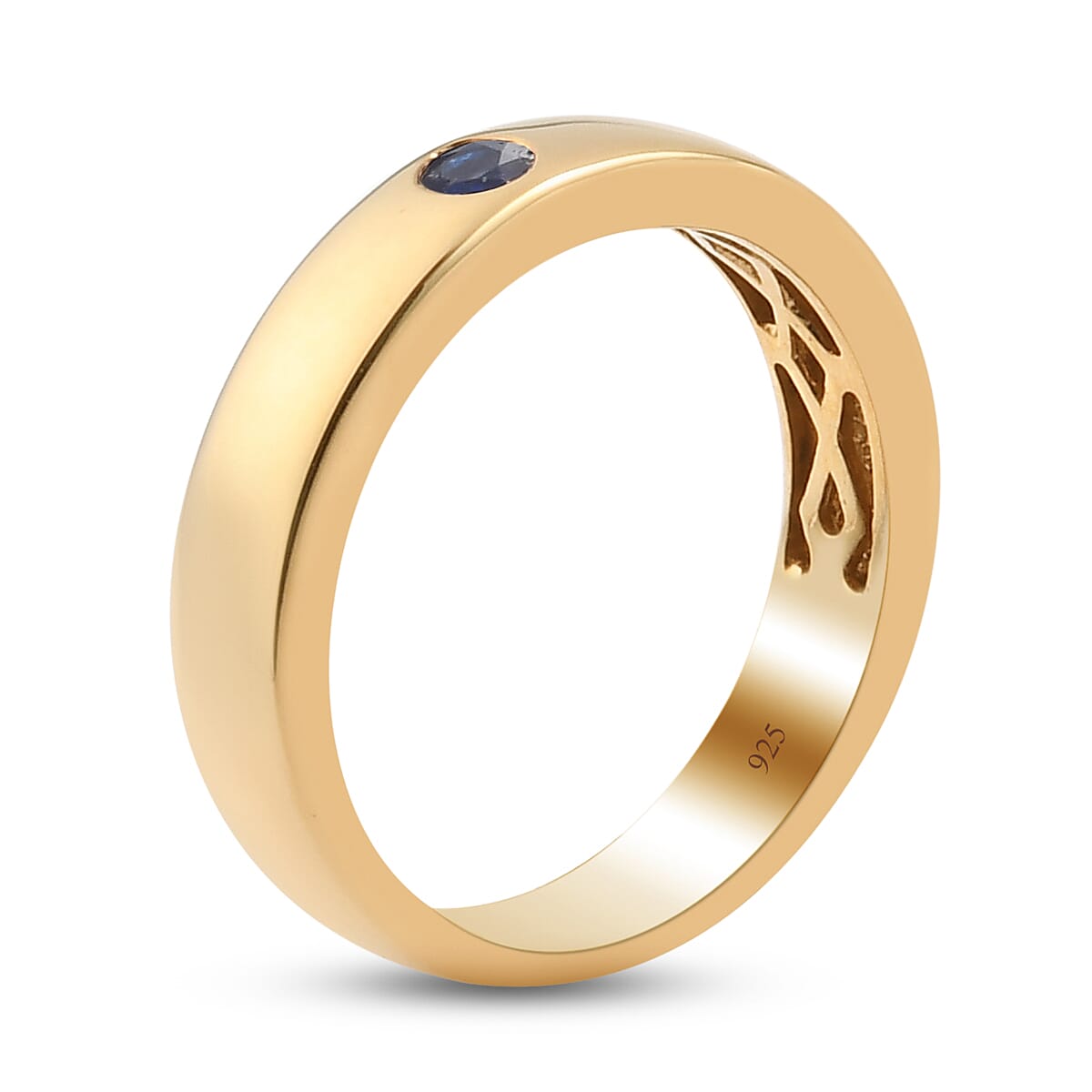 Masoala Sapphire (FF) Solitaire Wedding Band Ring in 14K Gold Overlay Sterling Silver 3634729 4