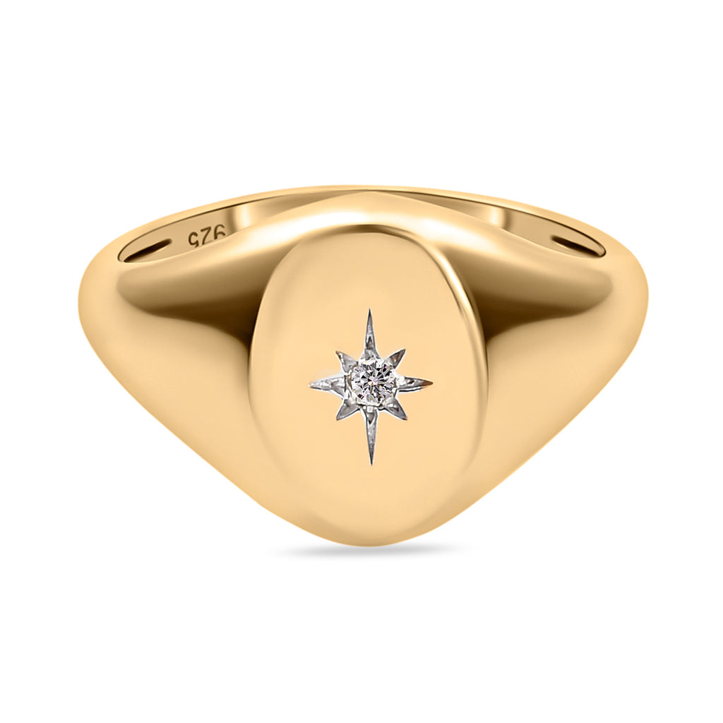 Diamond Signet Ring in 18K Yellow Gold Overlay Sterling Silver_3640662