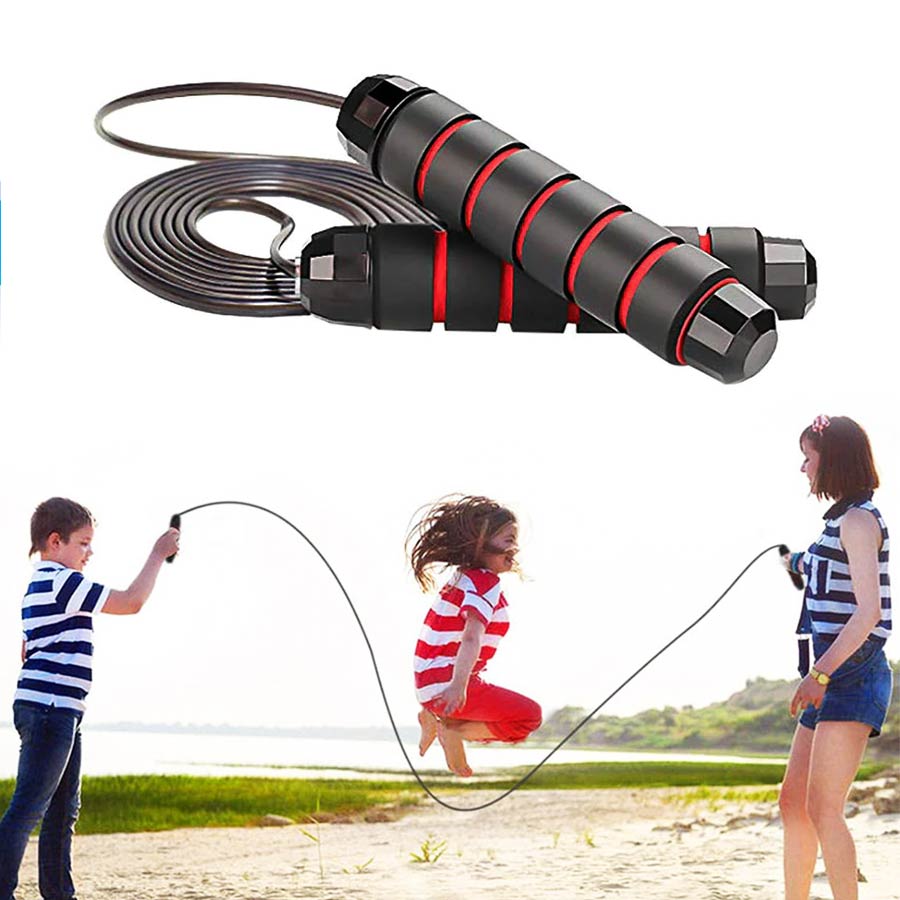 Memory Foam Adjustable Skipping Jump Rope - Black and Red 3641938 4