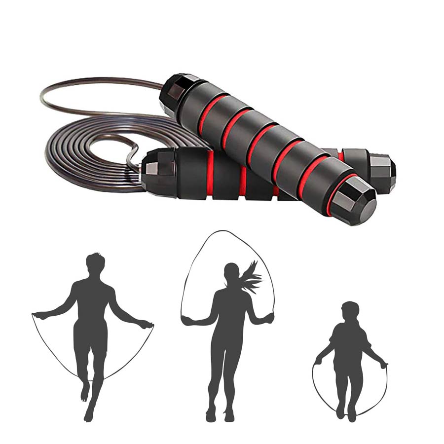 Memory Foam Adjustable Skipping Jump Rope - Black and Red 3641938 5