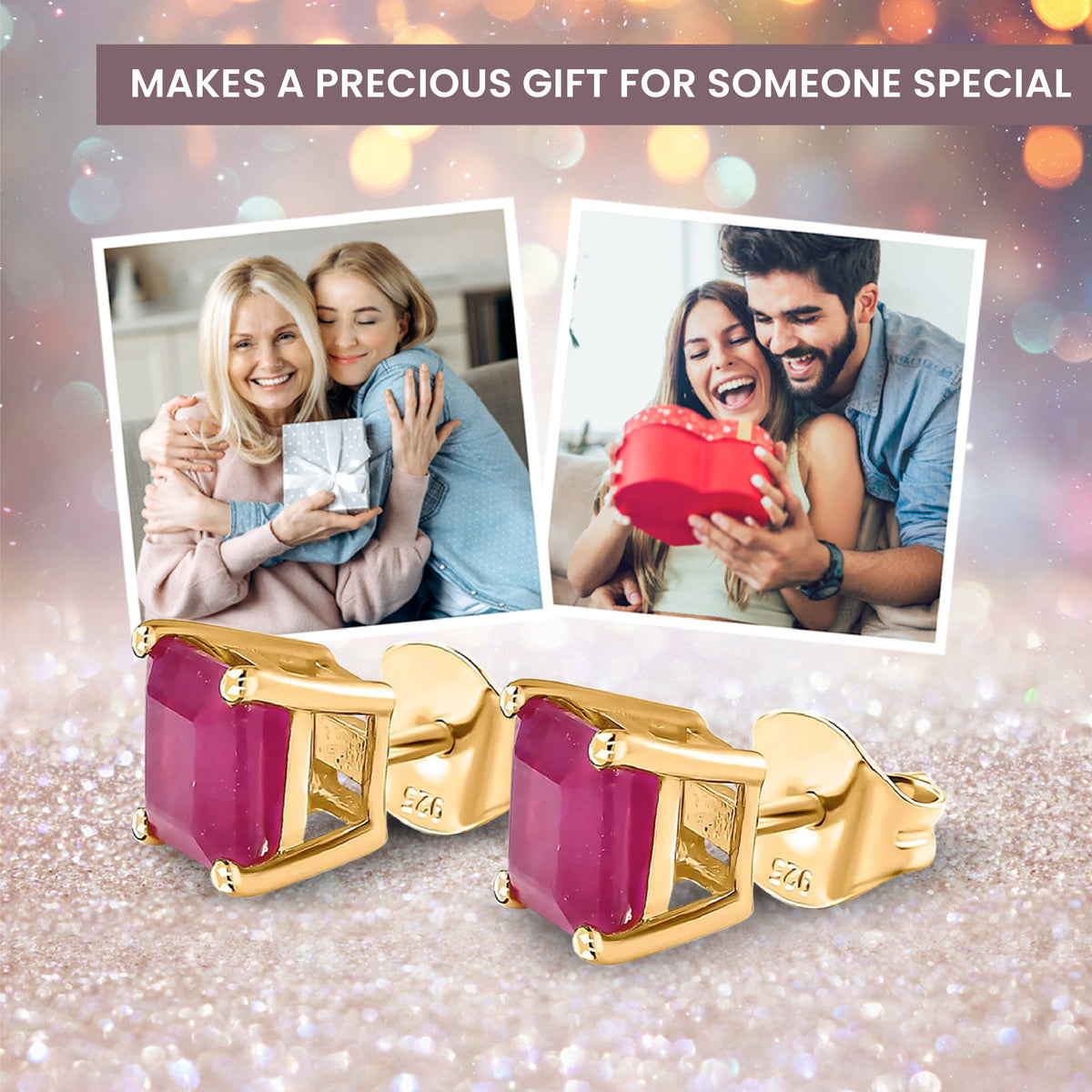 3 Ct African Ruby Solitaire Stud Earrings in Gold Plated Sterling Silver 3656197 2