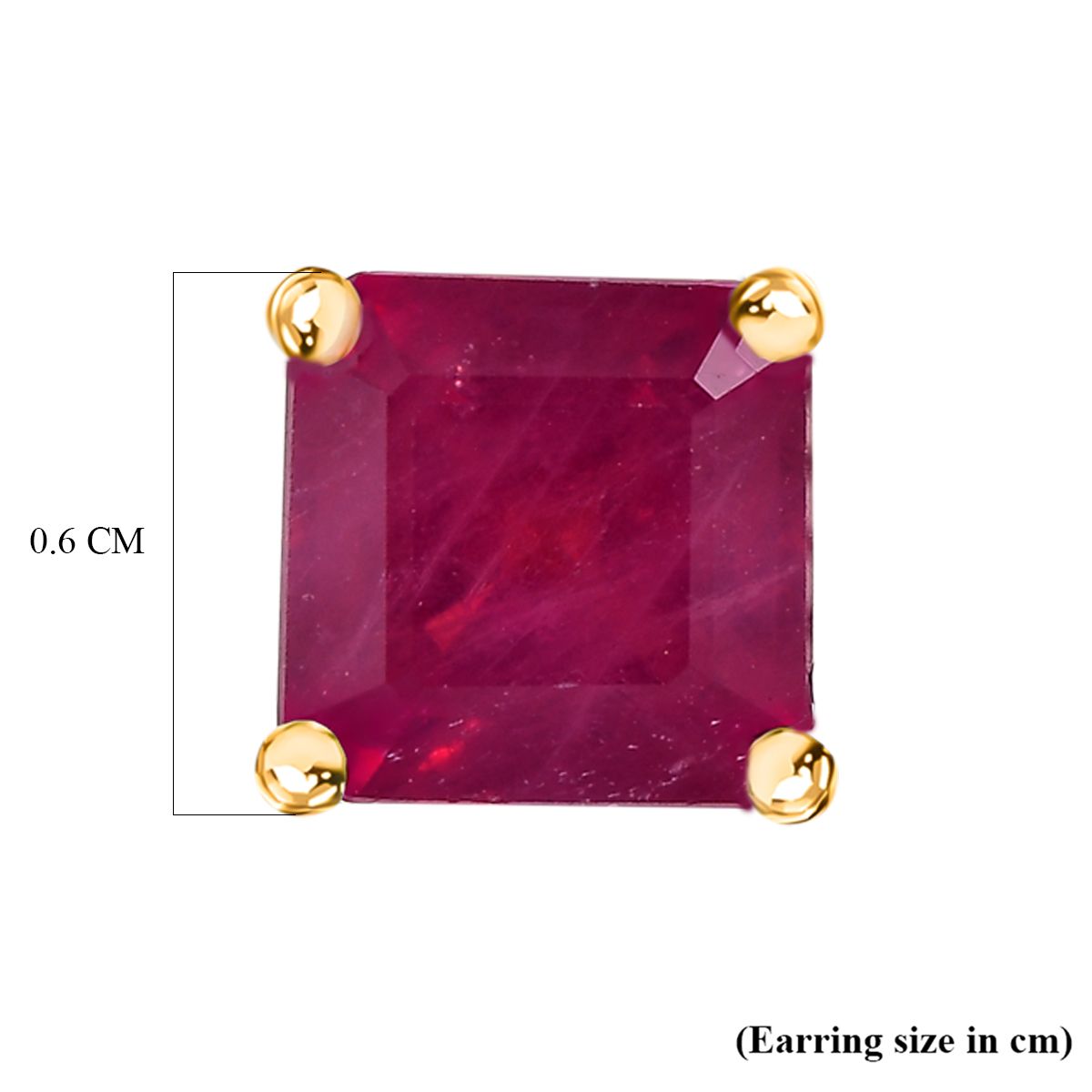 3 Ct African Ruby Solitaire Stud Earrings in Gold Plated Sterling Silver 3656197 6