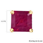 D'Joy - African Ruby Asscher Cut Solitaire Stud Earrings with Push Back in 18K Vermeil Yellow Gold Plated Sterling Silver 1.50 Ct._3656197_5