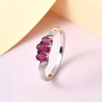 Royal Bali Collection - D'Joy African Ruby (FF) Trilogy Ring in Platinum Overlay Sterling Silver 1.30 Ct._3663830_1