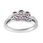Royal Bali Collection - D'Joy African Ruby (FF) Trilogy Ring in Platinum Overlay Sterling Silver 1.30 Ct._3663830_4