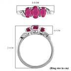 Royal Bali Collection - D'Joy African Ruby (FF) Trilogy Ring in Platinum Overlay Sterling Silver 1.30 Ct._3663830_5