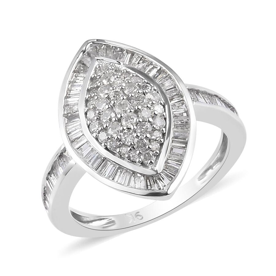 1 Ct. Diamond Marquise Cluster Ring in 9K White Gold I3 G-H SGL Certified 3679435 2