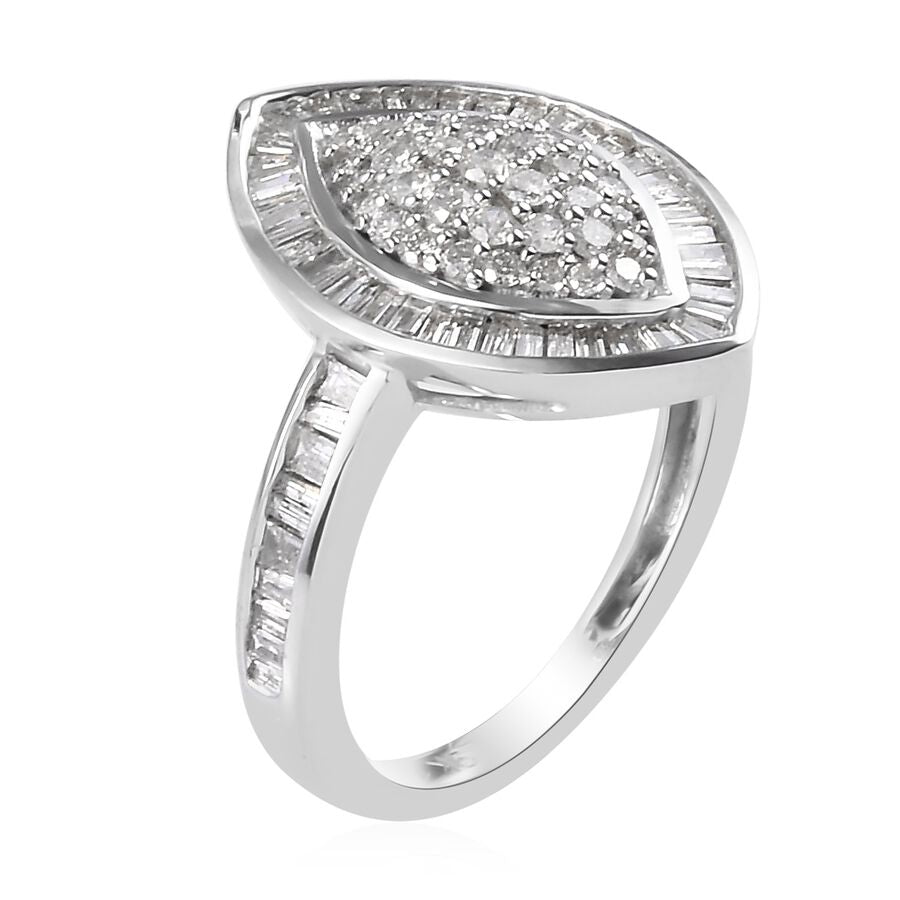 1 Ct. Diamond Marquise Cluster Ring in 9K White Gold I3 G-H SGL Certified 3679435 4