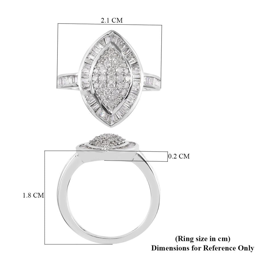 1 Ct. Diamond Marquise Cluster Ring in 9K White Gold I3 G-H SGL Certified 3679435 6