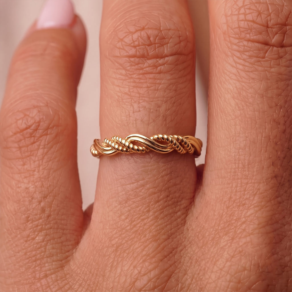 D'Joy - 18K Vermeil Yellow Gold Plated Sterling Silver Twist Band Ring_3672252_6