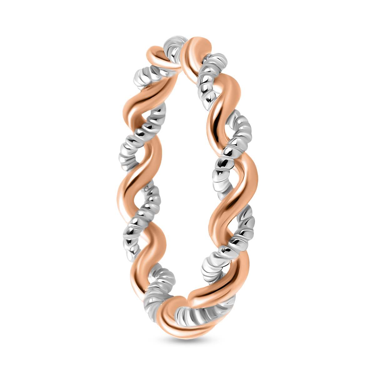 Twisted Wedding Band Ring in Sterling Silver with 18K Vermeil Rose Gold and Platinum 3672356 4