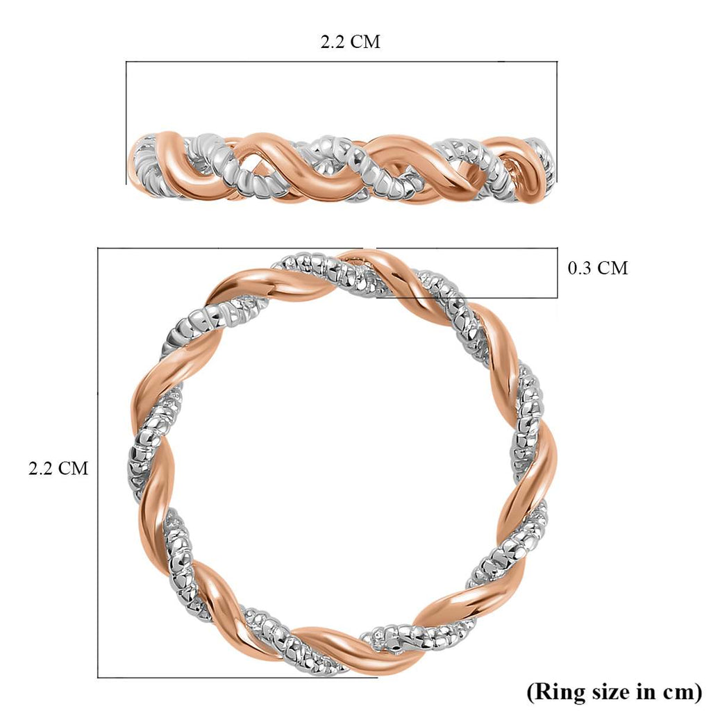 Twisted Band Ring in 18K Vermeil Rose Gold Plated & Platinum Overlay Sterling Silver_3672356_5
