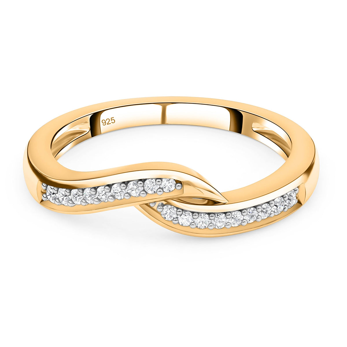 Diamond Criss Cross Ring in Sterling Silver with 18K Vermeil Yellow Gold 3674065 0