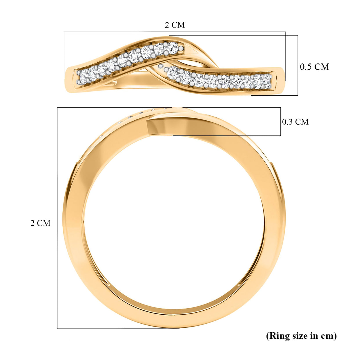 Diamond Criss Cross Ring in Sterling Silver with 18K Vermeil Yellow Gold 3674065 8