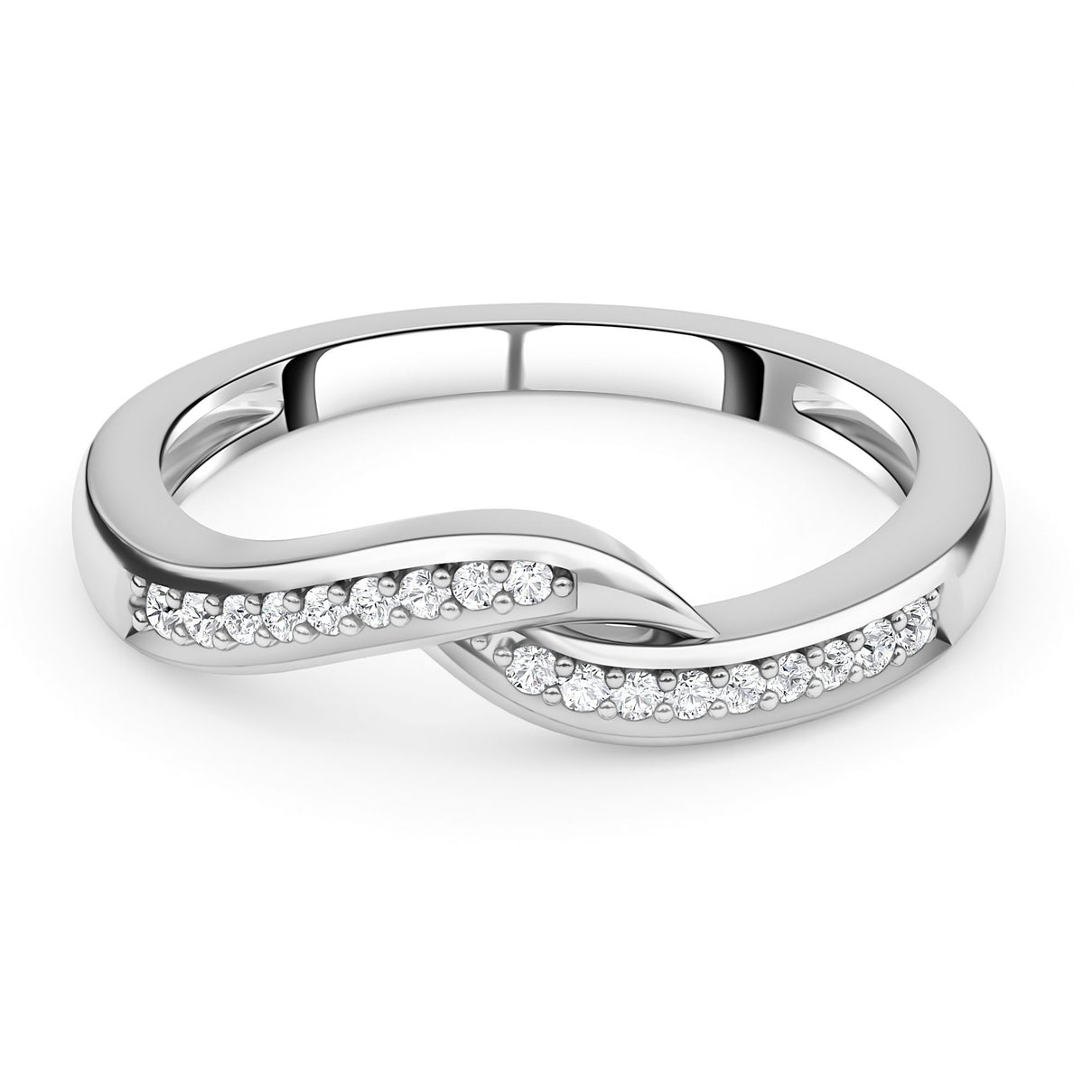 Diamond Ring in Platinum Overlay Sterling Silver 0.100  Ct. 3674070 0