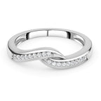 D'Joy - Natural Diamond Crossover Ring in Platinum Overlay Sterling Silver_3674070