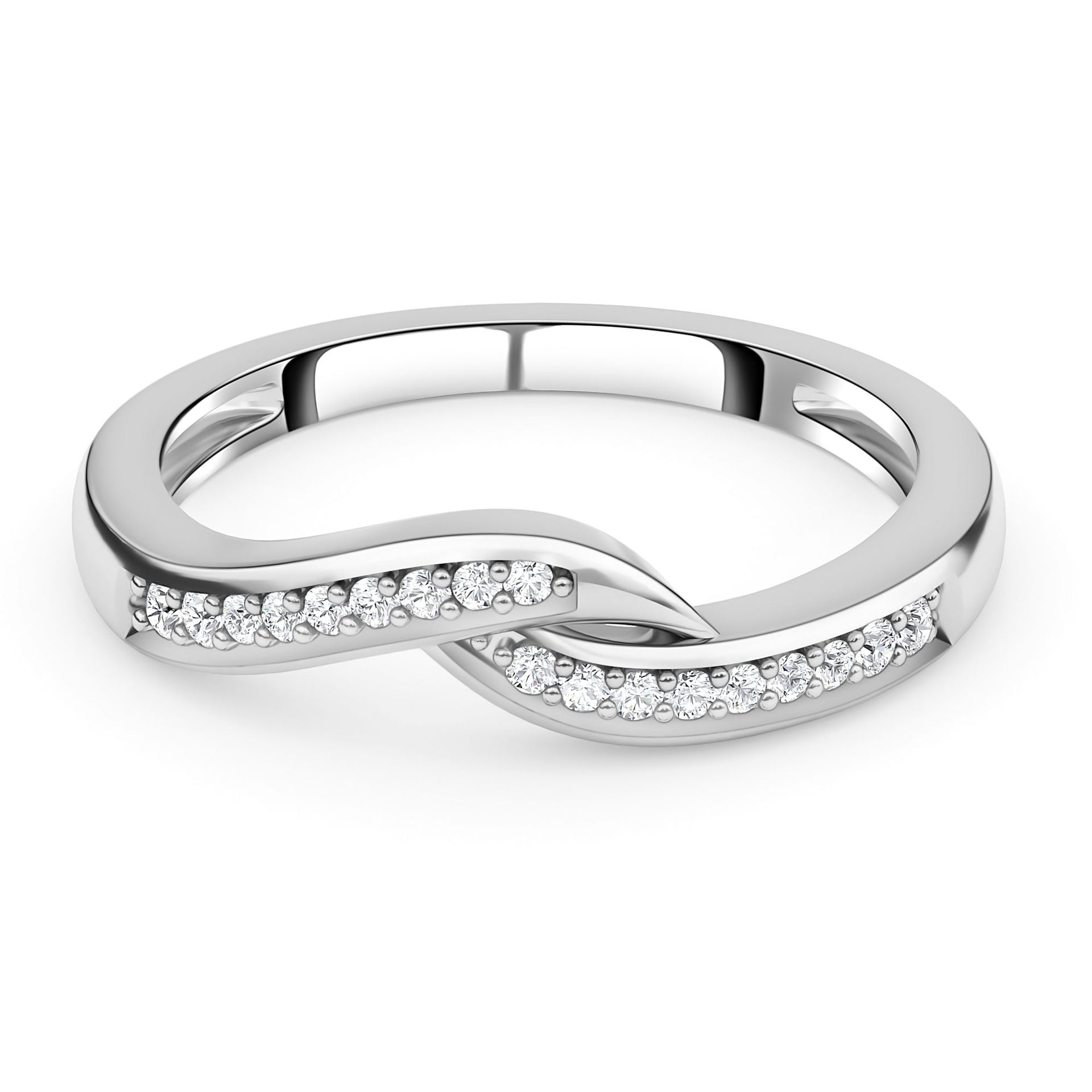 Diamond Ring in Platinum Overlay Sterling Silver 0.100  Ct. 3674070 0