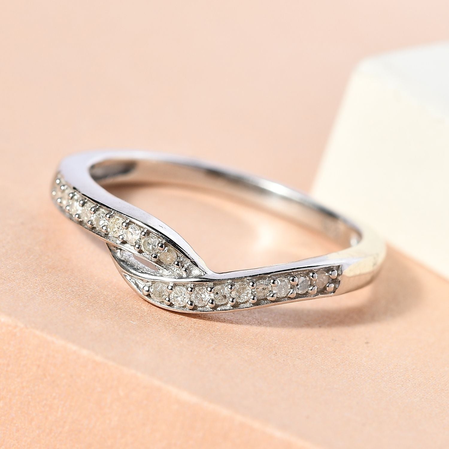 Diamond Ring in Platinum Overlay Sterling Silver 0.100  Ct. 3674070 2