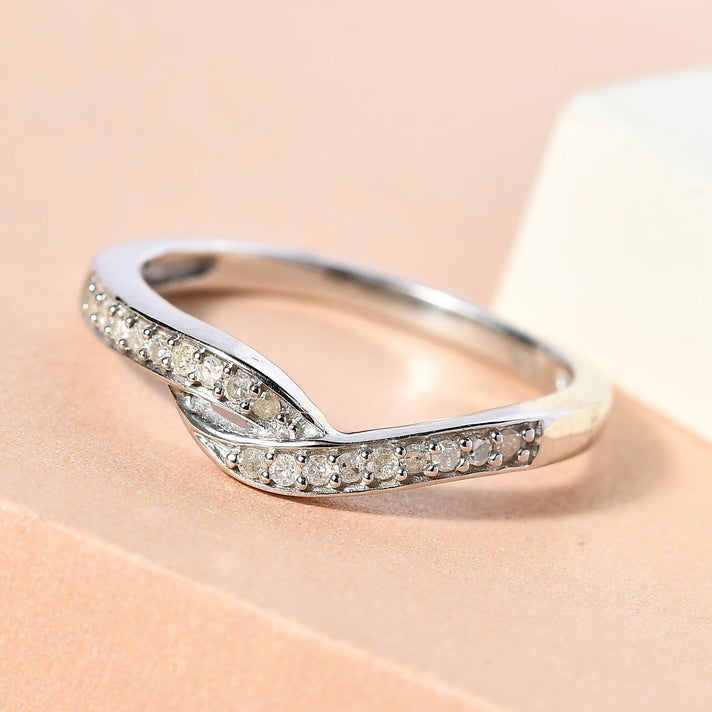 Diamond Ring in Platinum Overlay Sterling Silver 0.100  Ct. 3674070 2