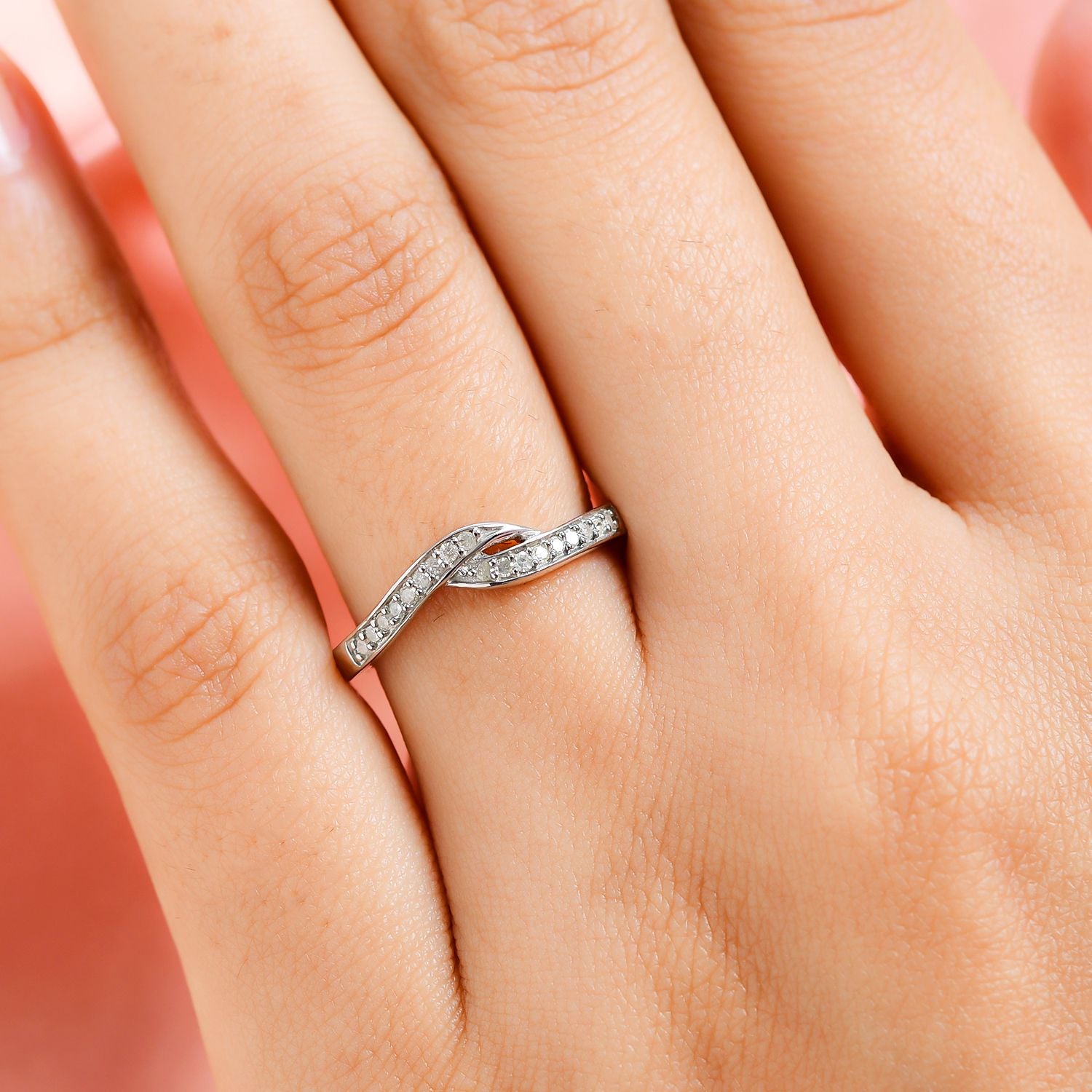 Diamond Ring in Platinum Overlay Sterling Silver 0.100  Ct. 3674070 3