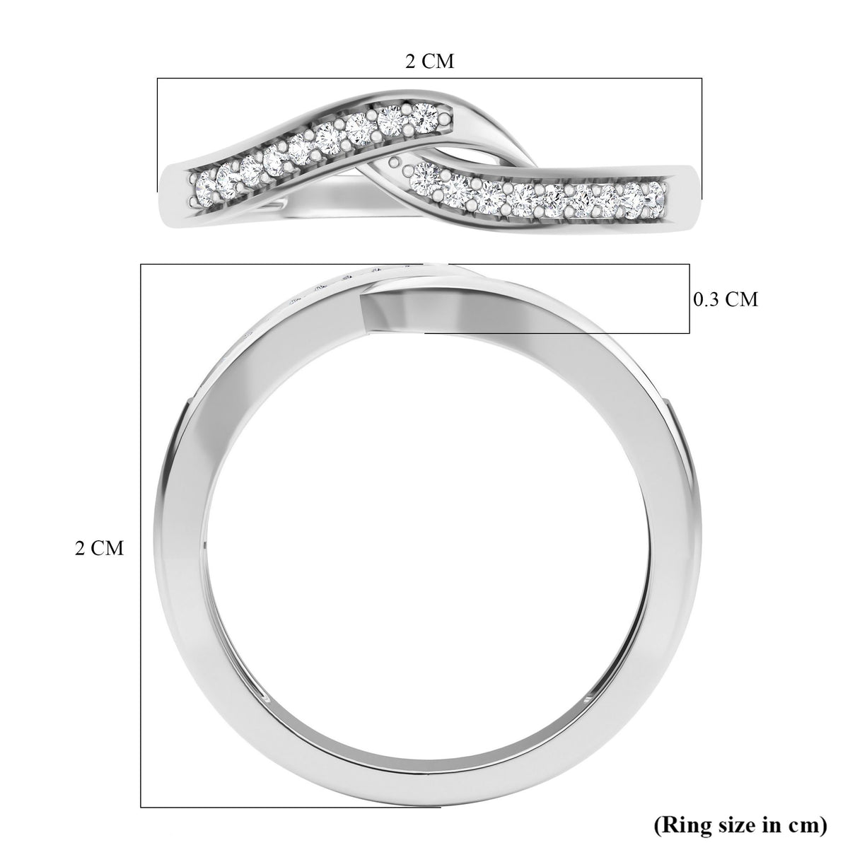 Diamond Ring in Platinum Overlay Sterling Silver 0.100  Ct. 3674070 6