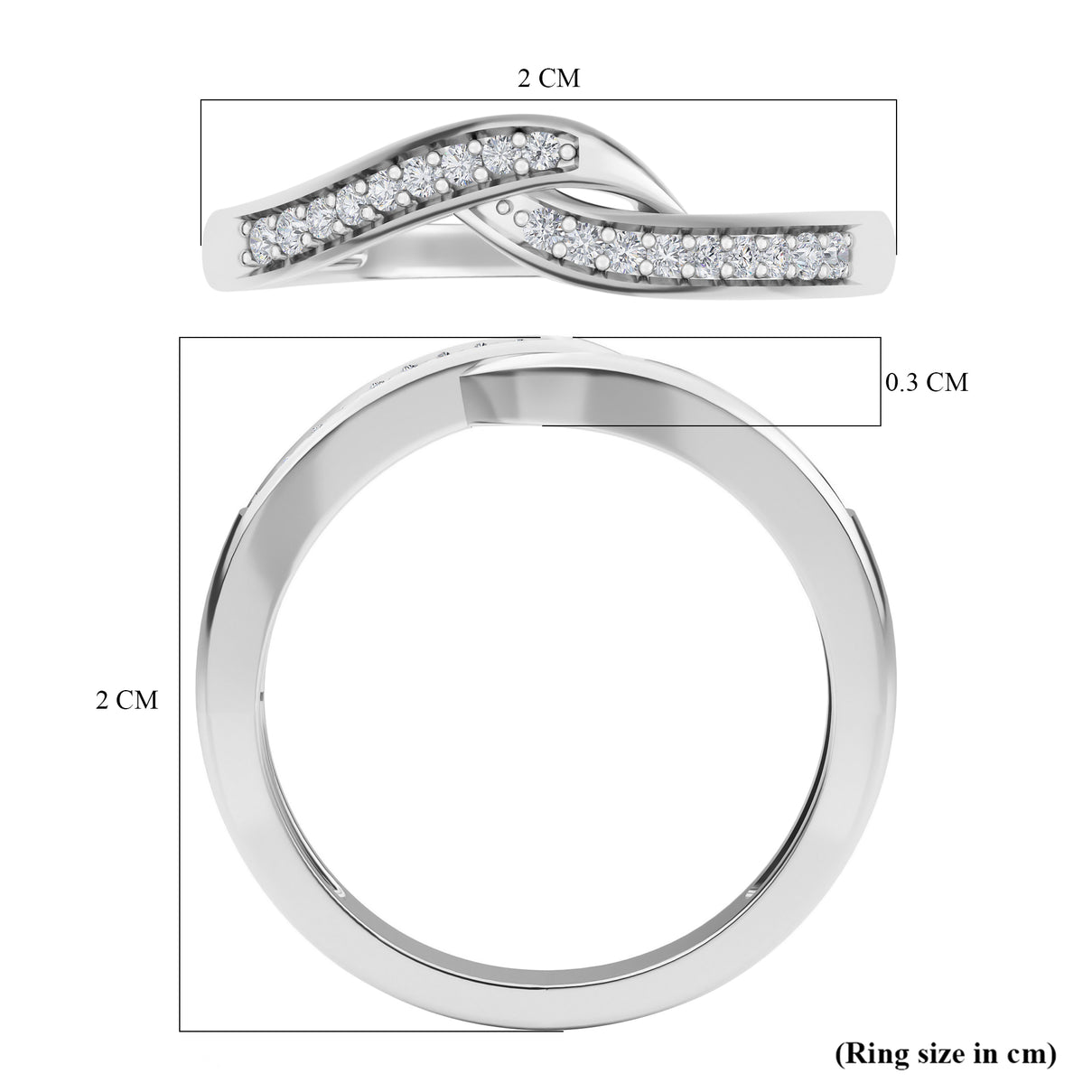 Diamond Ring in Platinum Overlay Sterling Silver 0.100  Ct. 3674070 7
