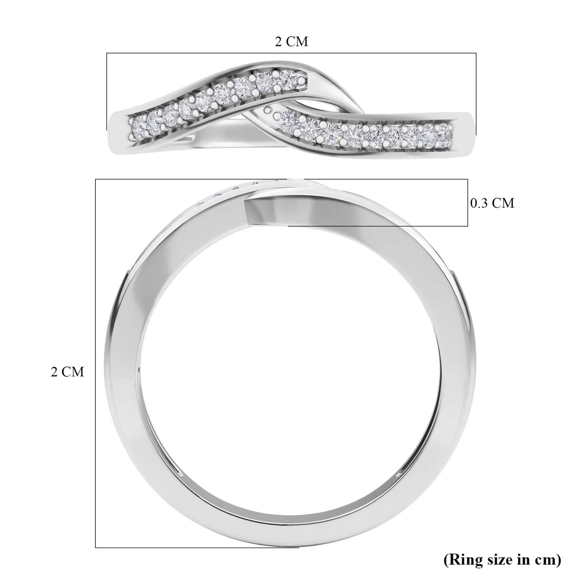 Diamond Ring in Platinum Overlay Sterling Silver 0.100  Ct. 3674070 7
