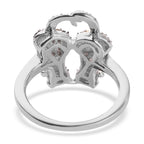 White and Black Diamond Twin Cat Ring in 18k Yellow Gold Overlay and Rodium._3674232_4