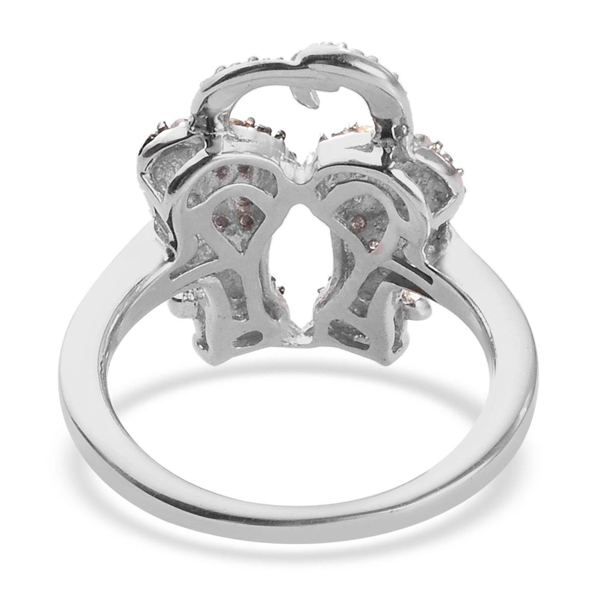 Black and White Diamond Twin Cat Ring in Sterling Silver V32521910 5