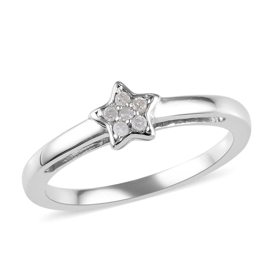 Natural Diamond Star Stackable Ring in Platinum Overlay Sterling Silver 3674426 0