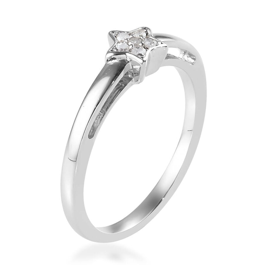 Natural Diamond Star Stackable Ring in Platinum Overlay Sterling Silver 3674426 4