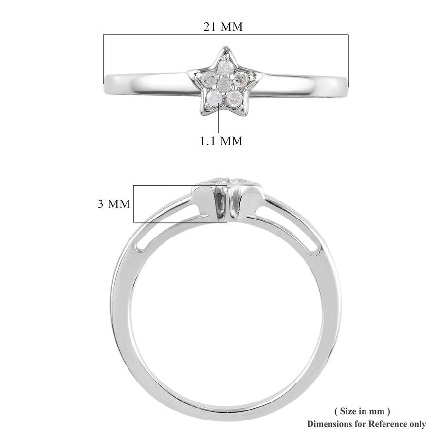 Natural Diamond Star Stackable Ring in Platinum Overlay Sterling Silver 3674426 6