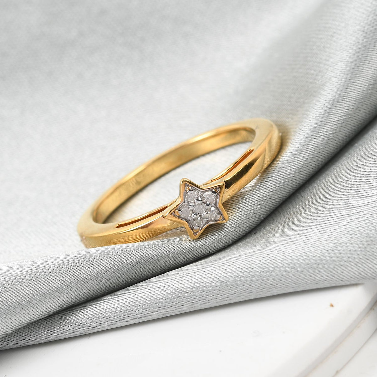 Diamond Star Stackable Ring in Sterling Silver with 18K Vermeil Yellow Gold V32624591 2