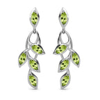 D'Joy - Hebei Peridot Leaf Vine Dangling Earrings with Push Back in Platinum Overlay Sterling Silver 1.63 Ct._3678853