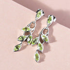 D'Joy - Hebei Peridot Leaf Vine Dangling Earrings with Push Back in Platinum Overlay Sterling Silver 1.63 Ct._3678853_2