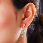 D'Joy - Hebei Peridot Leaf Vine Dangling Earrings with Push Back in Platinum Overlay Sterling Silver 1.63 Ct._3678853_3