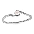 RACHEL GALLEY White Freshwater Pearl Bangle (Size -7 ) in Rhodium Overlay Sterling Silver_3691663_3