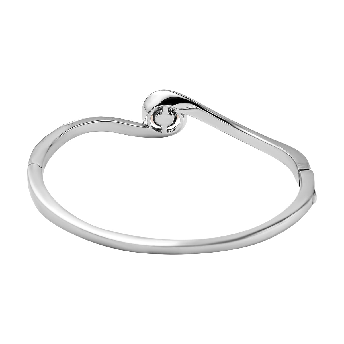 RACHEL GALLEY White Freshwater Pearl Bangle (Size -7 ) in Rhodium Overlay Sterling Silver 3691663 5