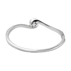 RACHEL GALLEY White Freshwater Pearl Bangle (Size -7 ) in Rhodium Overlay Sterling Silver_3691663_5