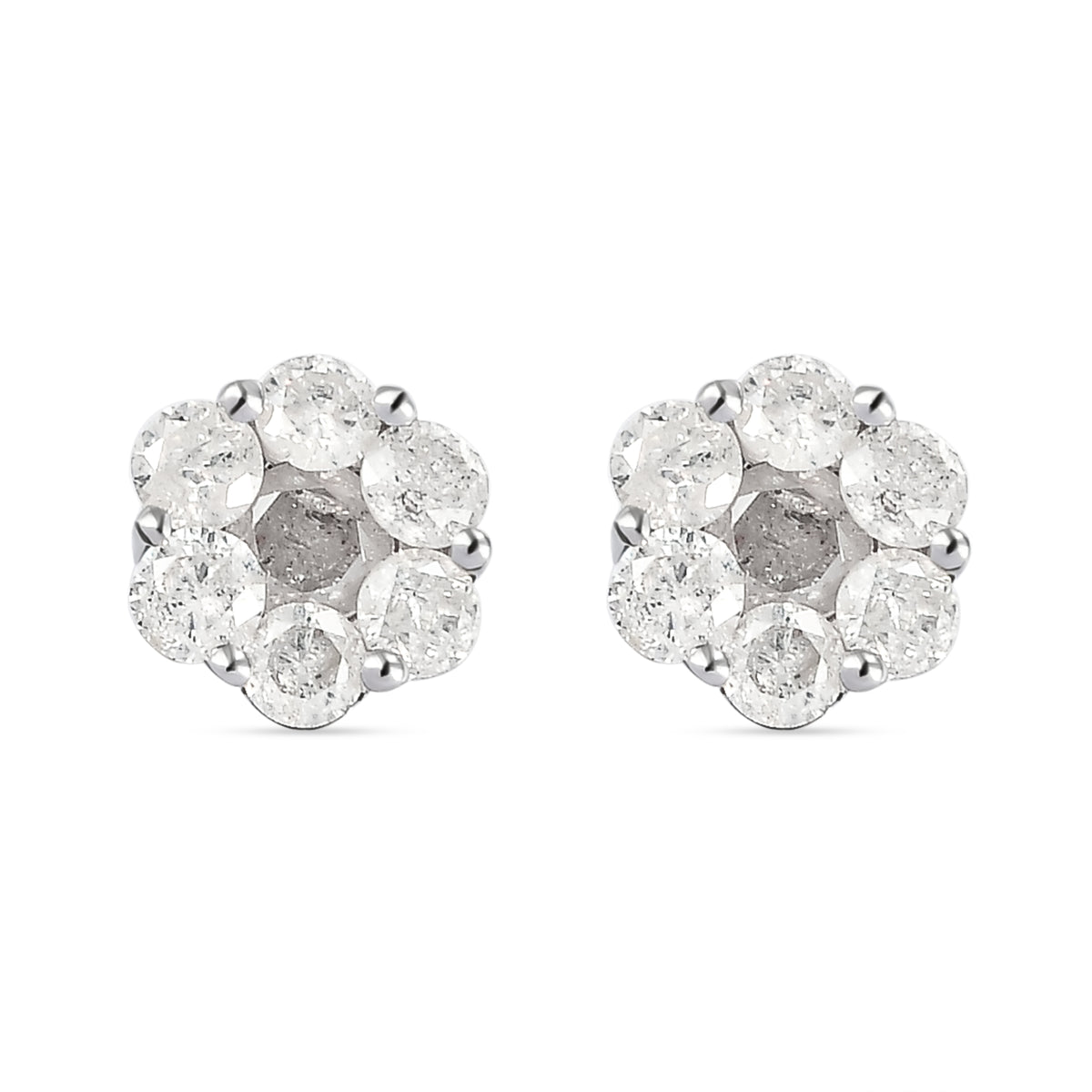 Certified 1 Carat Diamond Pressure Set Studs in 9K White Gold V32512526 0