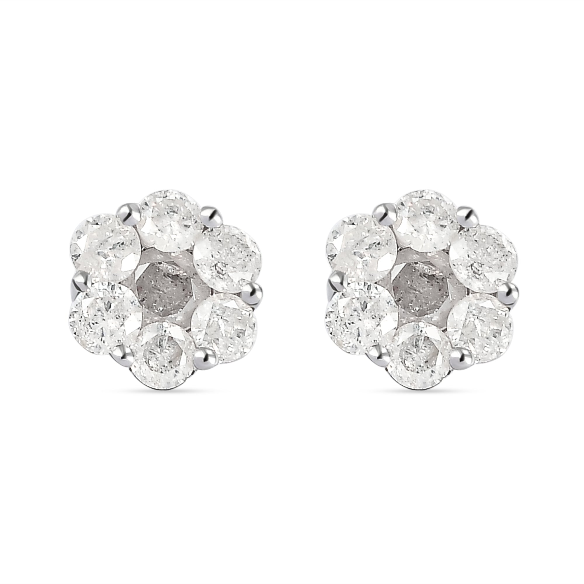 9K White Gold SGL Certified Pressure Set Diamond (I3/GH) Stud Earrings with Push Back 1.06 Ct._3697732