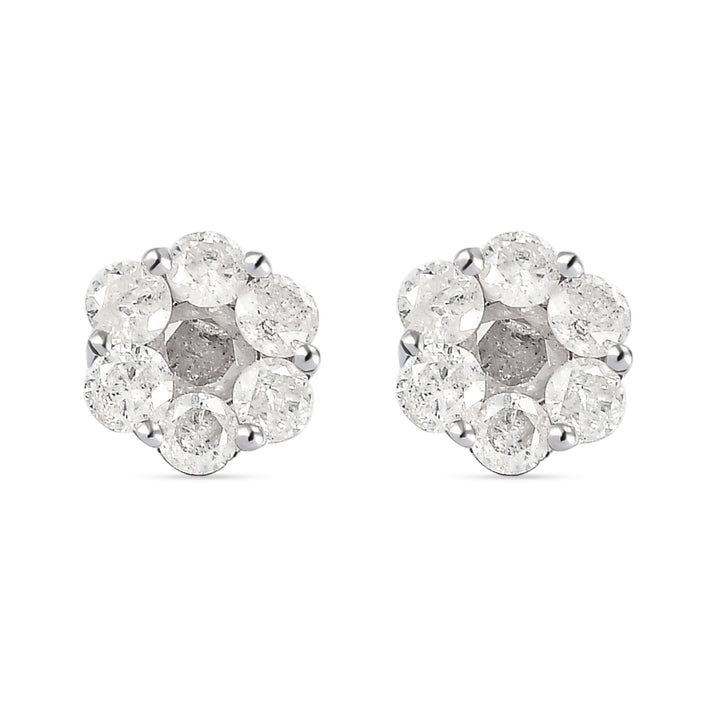 Certified 1 Carat Diamond Pressure Set Studs in 9K White Gold 3697732 1