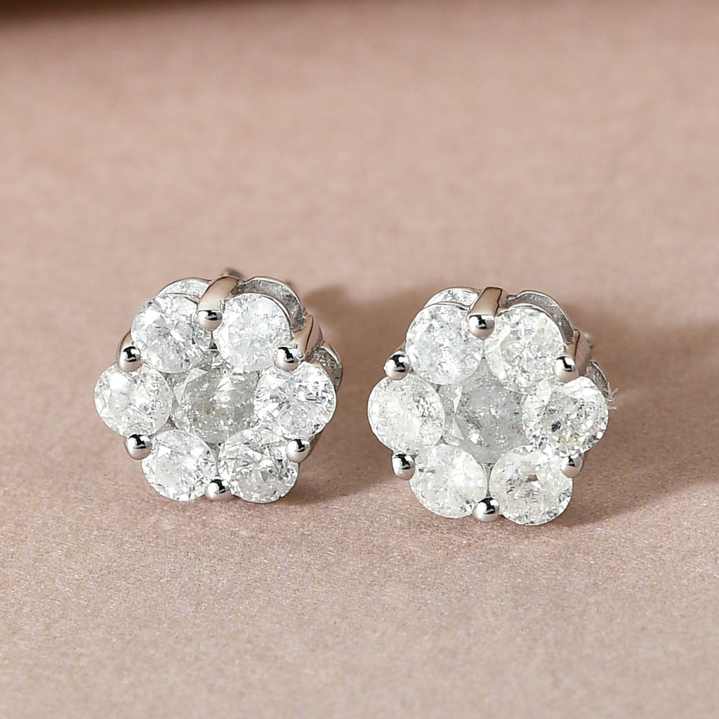 9K White Gold SGL Certified Pressure Set Diamond (I3/GH) Stud Earrings with Push Back 1.06 Ct._3697732_3