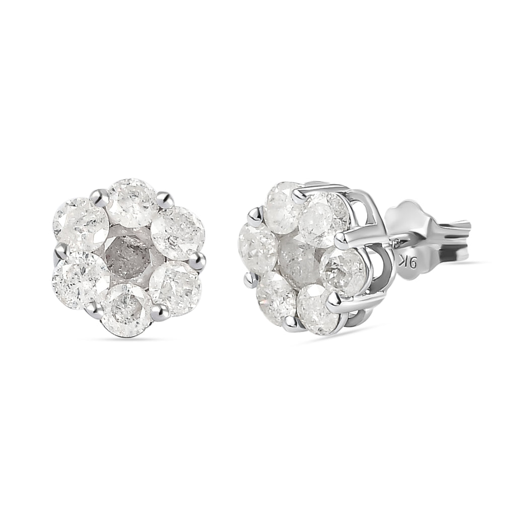 9K White Gold SGL Certified Pressure Set Diamond (I3/GH) Stud Earrings with Push Back 1.06 Ct._3697732_5