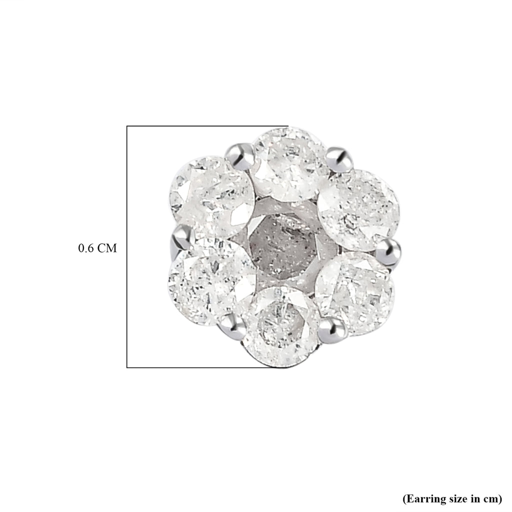 9K White Gold SGL Certified Pressure Set Diamond (I3/GH) Stud Earrings with Push Back 1.06 Ct._3697732_6