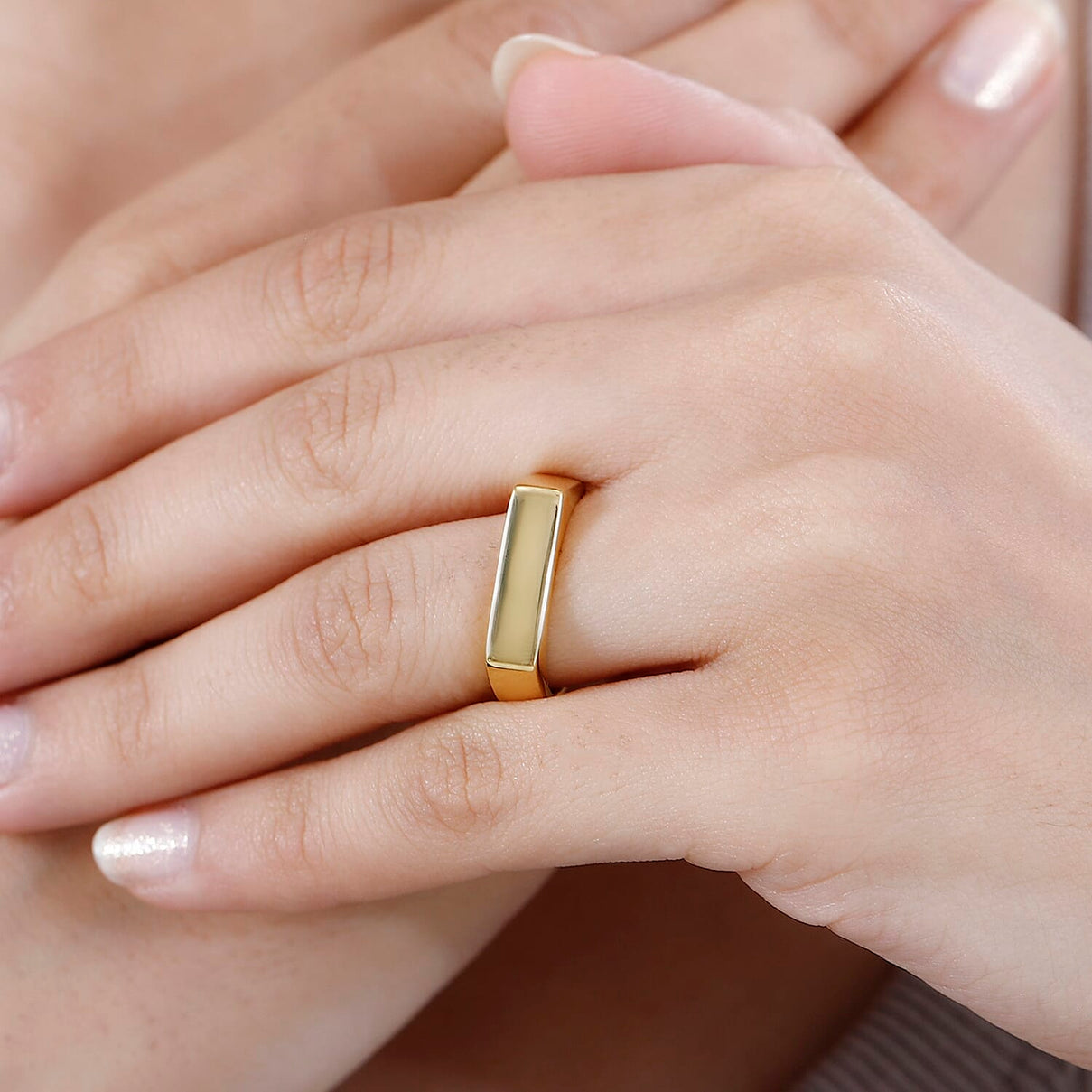 Yellow Gold Plated Sterling Silver Signet Ring 3700848 3