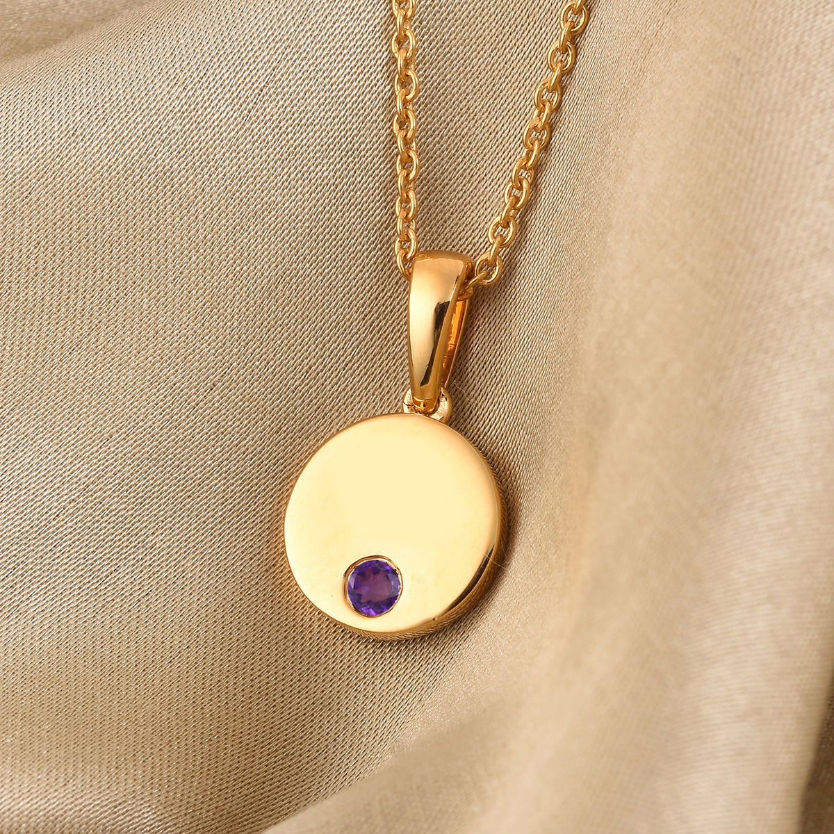 2 Piece Set -  African Amethyst Pendant and Cable Chain CL-35  Sterling Silver 0.10 ct  0.100  Ct. 3700912 2