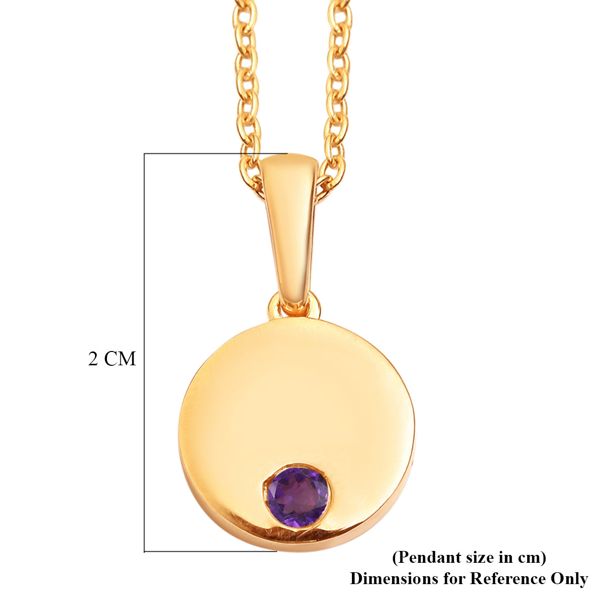 2 Piece Set -  African Amethyst Pendant and Cable Chain CL-35  Sterling Silver 0.10 ct  0.100  Ct. 3700912 3